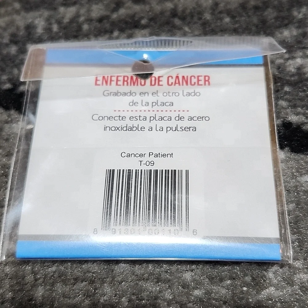 FASHION ALERT ENGRAVED CANCER PATIENT MEDICAL ID TAG UNISEX STAINLESS STEEL